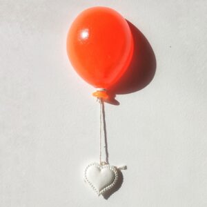 Pop Art parete, arancio fluo resina palloncino Scultura, decorazione 3D, Arte per la casa, scultura palloncino, Appeso a parete pop art