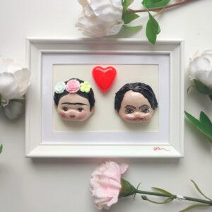 Frida kahlo e Diego Riveira Kewpie vintage popart, quadro popart, decorazione pop 3D,  , bambola messicana decorazione da parete, amore pop